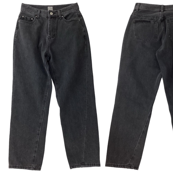 Toteme Denim - TOTEME Size 26 Barrel Leg Denim High Rise Twisted Seam Jeans Gray Grey